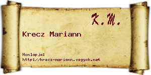 Krecz Mariann névjegykártya